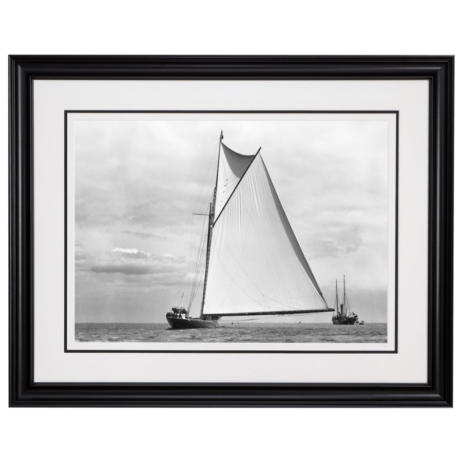 Framed Limited edition, Silver Gelatin, Black and White Photograph of sailing boat Shamrock 1. Taken by a famous marine photographer Frank Beken in 1899. Available to purchase in various sizes from the Brett Gallery. This picture was developed in the darkroom and scanned from original glass plat negative from period.Beken of Cowes Framed Prints, Beken of Cowes archives, Beken of Cowes Prints, Beken Archive, Cowes Week old Photographs, Beken Prints, Frank beken of Cowes.