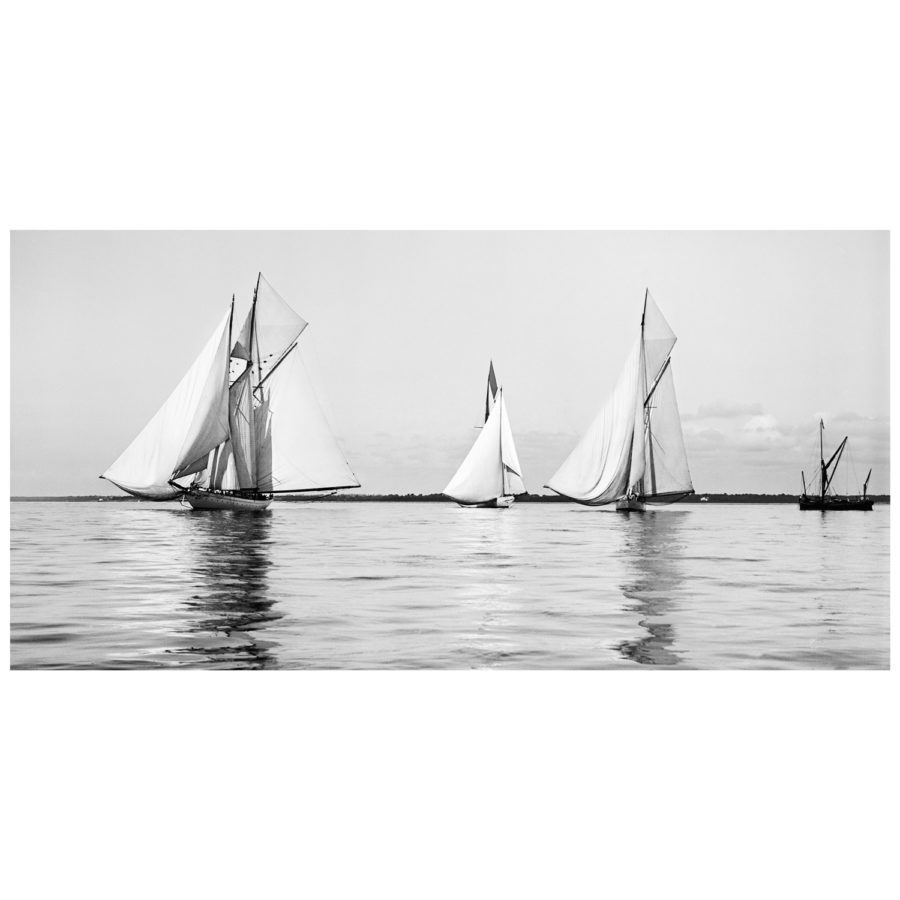Unframed Black and White, Silver Gelatin, Limited edition Photograph of sailing yachts at Start Ryde Kings Cup. Taken by a famous marine photographer Frank Beken in 1906. Available to purchase in various sizes from the Brett Gallery. This picture was developed in the darkroom and scanned from original glass plat negative from period. Beken of Cowes Framed Prints, Beken of Cowes archives, Beken of Cowes Prints, Beken Archive, Cowes Week old Photographs, Beken Prints, Frank beken of Cowes.