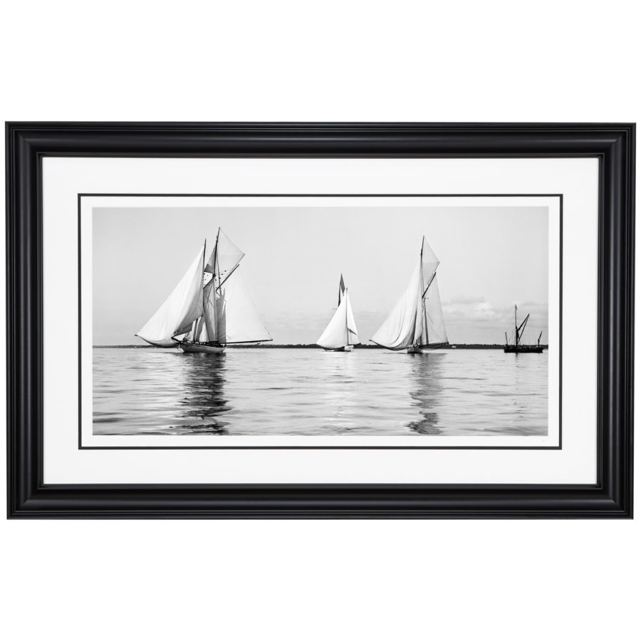 Framed Limited edition, Silver Gelatin, Black and White Photograph of sailing boats at Start Ryde Kings Cup. Taken by a famous marine photographer Frank Beken in 1906. Available to purchase in various sizes from the Brett Gallery. This picture was developed in the darkroom and scanned from original glass plat negative from period.Beken of Cowes Framed Prints, Beken of Cowes archives, Beken of Cowes Prints, Beken Archive, Cowes Week old Photographs, Beken Prints, Frank beken of Cowes.