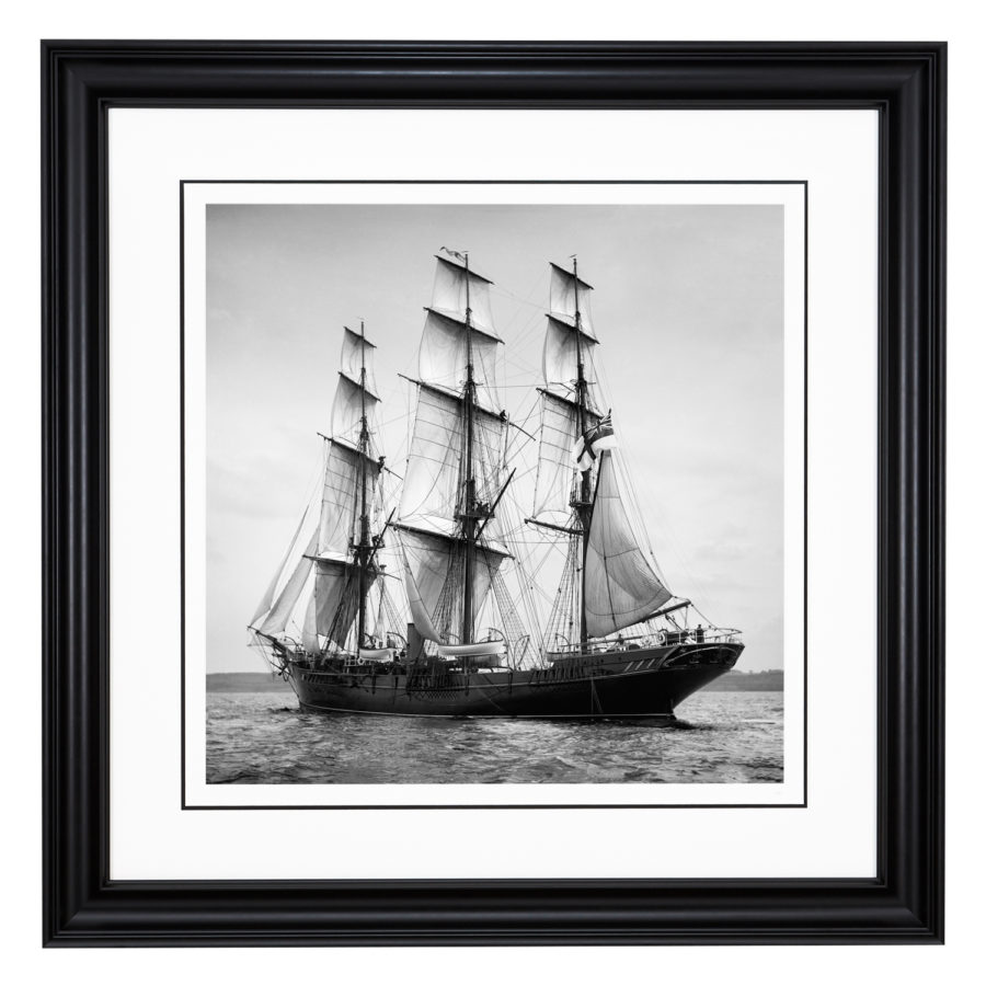 Framed Limited edition, Silver Gelatin, Black and White Photograph of sailing boat Valhalla sailing at sea. Taken by a talented marine photographer Alfred John West in 1899. Available to purchase in various sizes from the Brett Gallery. This picture was developed in the darkroom and scanned from original glass plat negative from period. Beken of Cowes Framed Prints, Beken of Cowes archives, Beken of Cowes Prints, Beken Archive, Cowes Week old Photographs, Beken Prints, Frank beken of Cowes.