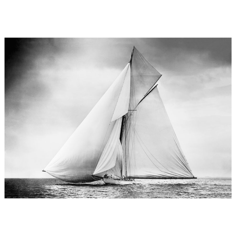Unframed Black and White, Silver Gelatin, Limited edition Photograph of sailing yacht Valkyrie 3 sailing at sea. Taken by a talented marine photographer Alfred John West in 1895. This photograph was scanned from original glass plate negatives and developed in the dark room as they used to do it period. Available to purchase in deferent sizes from Brett Gallery. Beken of Cowes Framed Prints, Beken of Cowes archives, Beken of Cowes Prints, Beken Archive, Cowes Week old Photographs, Beken Prints, Frank beken of Cowes.