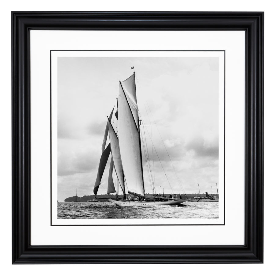 Framed Limited edition, Silver Gelatin, Black and White Photograph of sailing boat Westward sailing at sea. Taken by a famous marine photographer Frank Beken in 1920. Available to purchase in various sizes from the Brett Gallery. This picture was developed in the darkroom and scanned from original glass plat negative from period. Beken of Cowes Framed Prints, Beken of Cowes archives, Beken of Cowes Prints, Beken Archive, Cowes Week old Photographs, Beken Prints, Frank beken of Cowes.