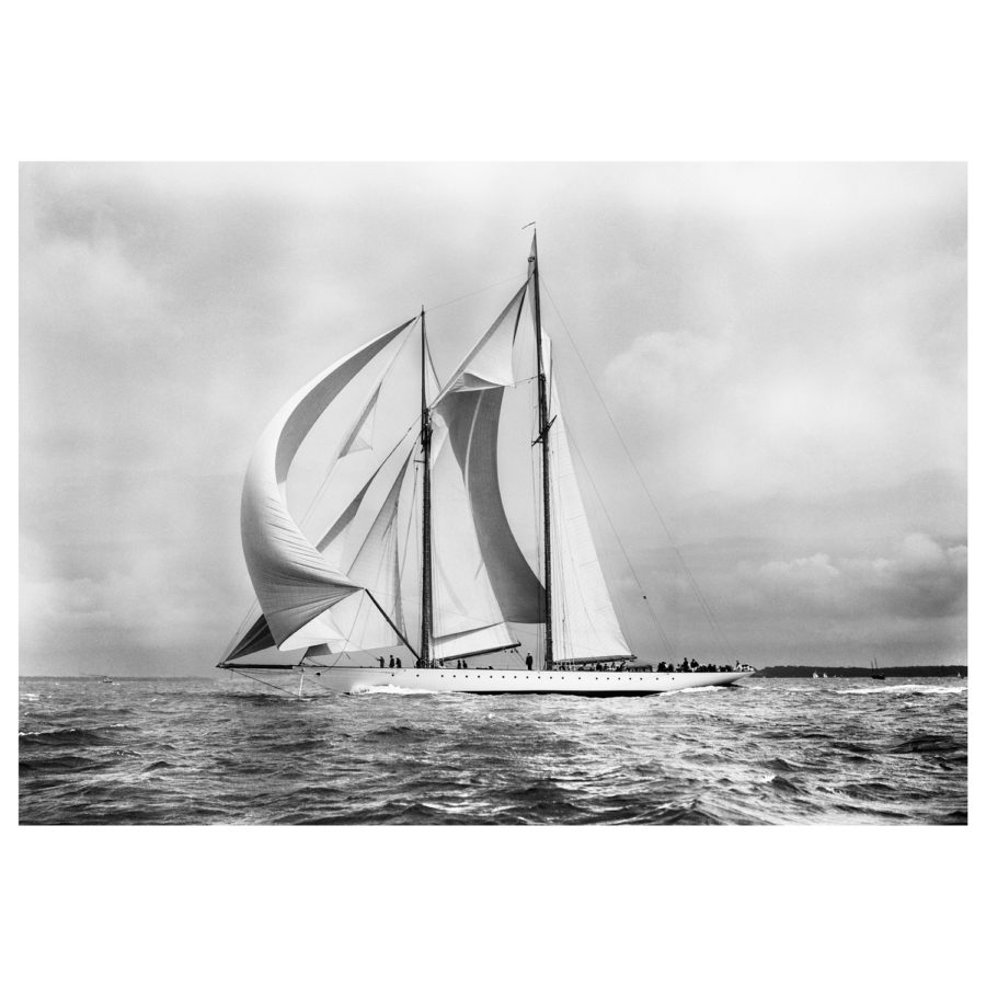 Unframed Black and White, Silver Gelatin, Limited edition Photograph of sailing yacht Westward sailing at sea with full sails of air. Taken by a famous marine photographer Frank Beken in 1930. This photograph was scanned from original glass plate negatives and developed in the dark room as they used to do it period. Available to purchase in deferent sizes from Brett Gallery. Beken of Cowes Framed Prints, Beken of Cowes archives, Beken of Cowes Prints, Beken Archive, Cowes Week old Photographs, Beken Prints, Frank beken of Cowes.