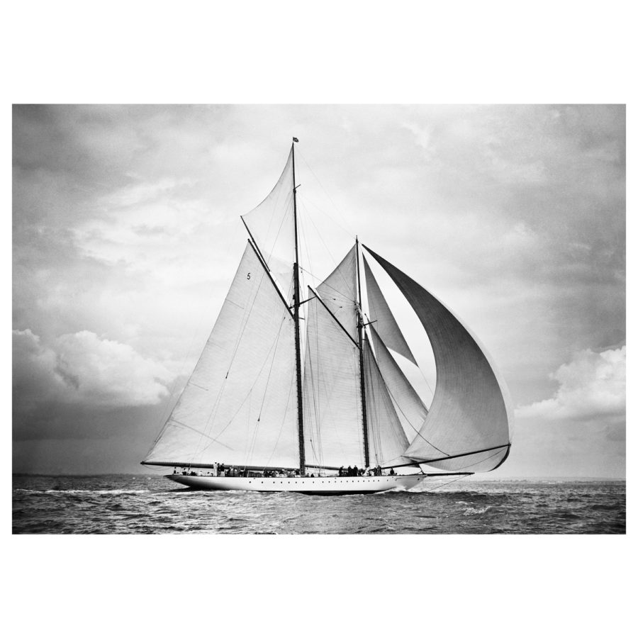 Unframed Black and White, Silver Gelatin, Limited edition Photograph of sailing yacht Westward sailing at sea with full sails of air. Taken by a famous marine photographer Frank Beken in 1932. This photograph was scanned from original glass plate negatives and developed in the dark room as they used to do it period. Available to purchase in deferent sizes from Brett Gallery. Beken of Cowes Framed Prints, Beken of Cowes archives, Beken of Cowes Prints, Beken Archive, Cowes Week old Photographs, Beken Prints, Frank beken of Cowes.